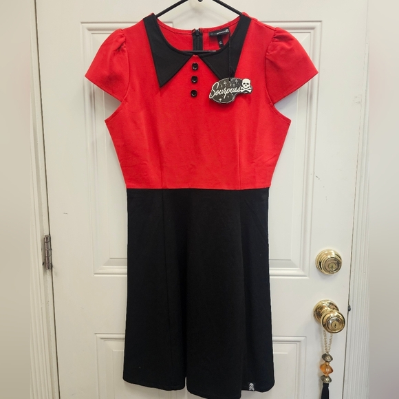 Sourpuss Dresses & Skirts - Dress, red, black, sour, 50s, retro, holiday, streetwear, casual, goth, office